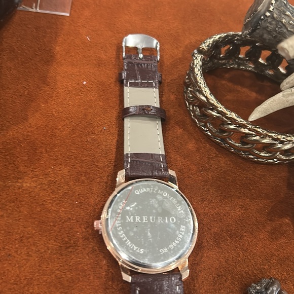 MREURIO Quartz Watch with Brown Leather Strap‎